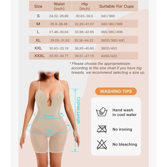 Decorus Women’s Low Back Full Deep Plunge Strapless Bodysuit Mid Thigh Sz XL NWT - Picture 2 of 5